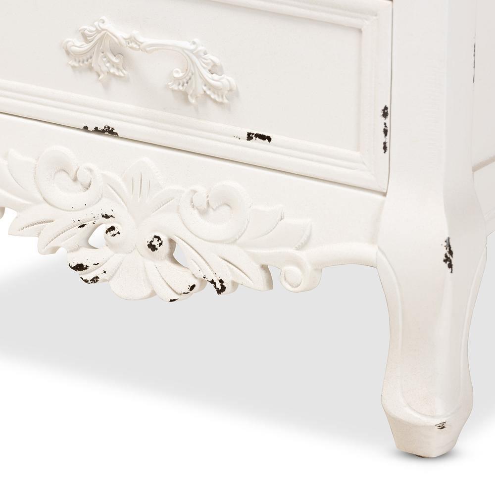 Levron Classic and Traditional Walnut Brown and Antique White Finished Wood 3-Drawer Nightstand FredCo