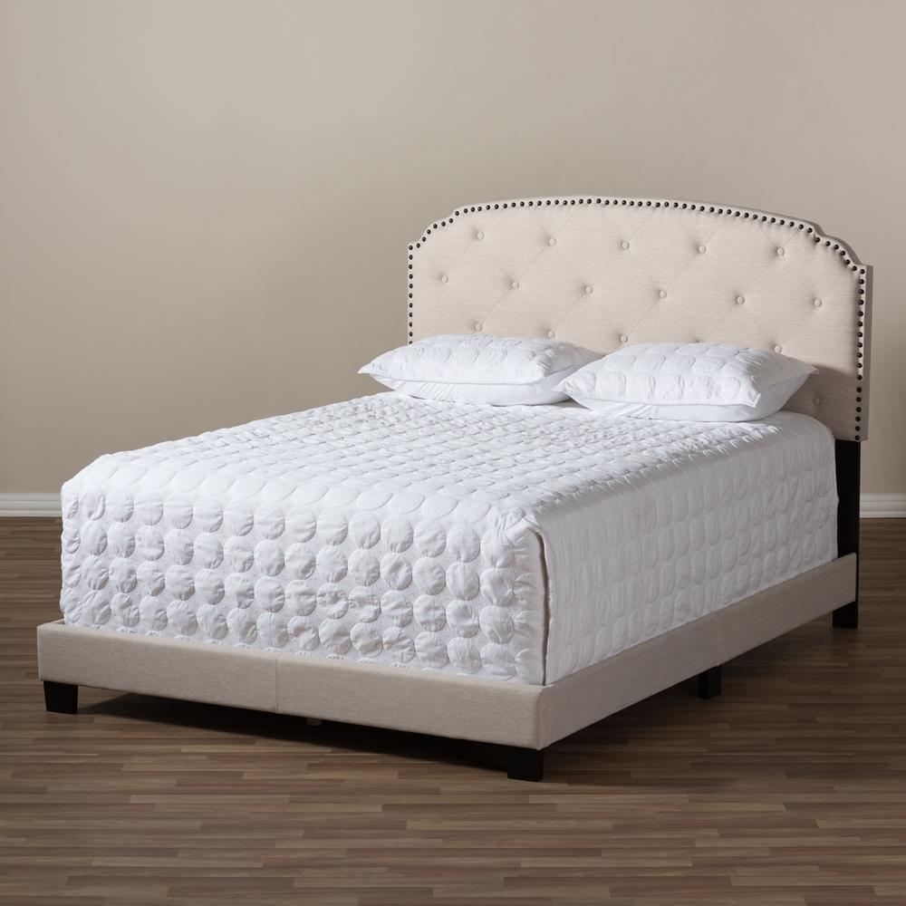 Lexi Modern and Contemporary Light Beige Fabric Upholstered King Size Bed FredCo