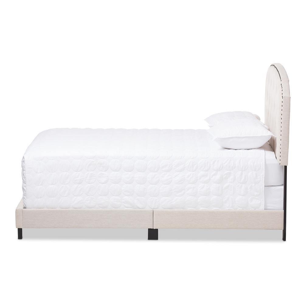 Lexi Modern and Contemporary Light Beige Fabric Upholstered King Size Bed FredCo