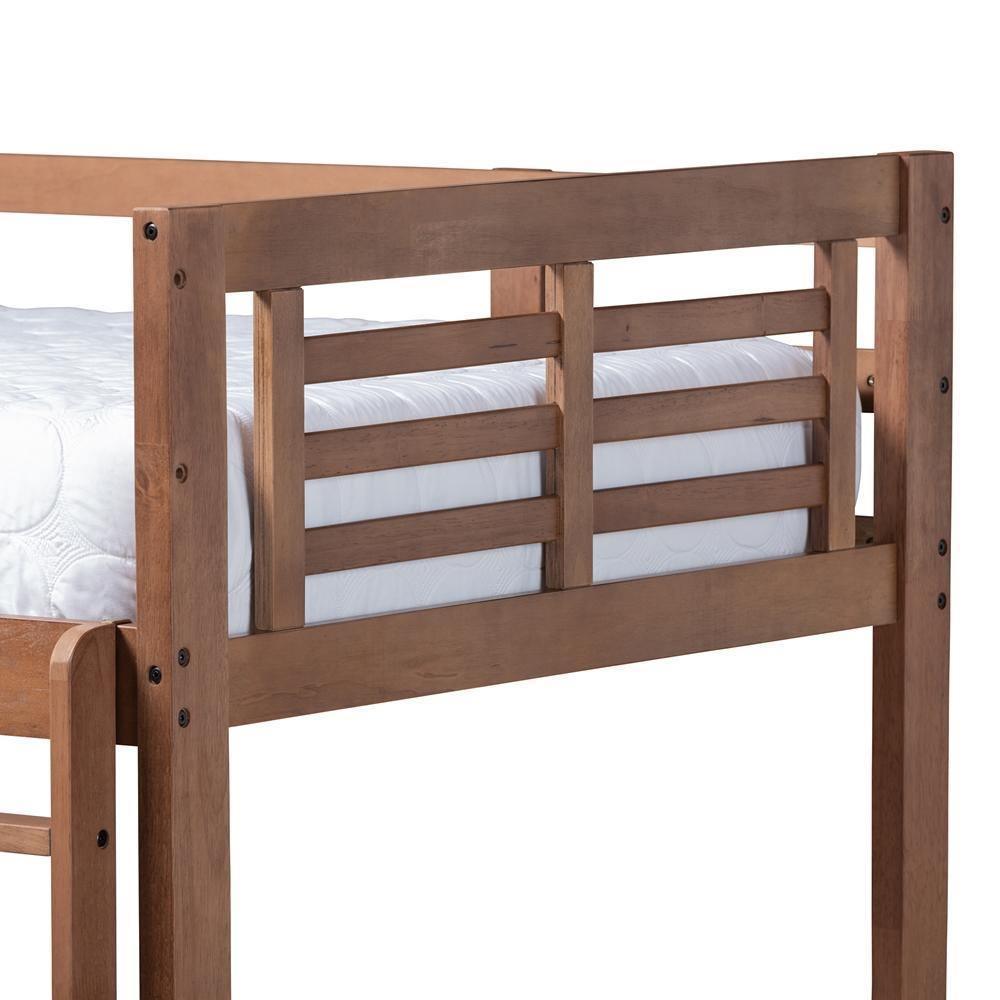 Liam Modern and Contemporary Walnut Brown Finished Wood Twin Size Bunk Bed FredCo