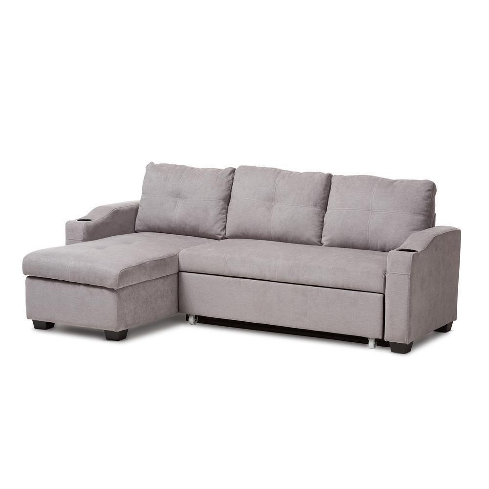 Lianna Modern and Contemporary Light Grey Fabric Upholstered Sectional Sofa FredCo