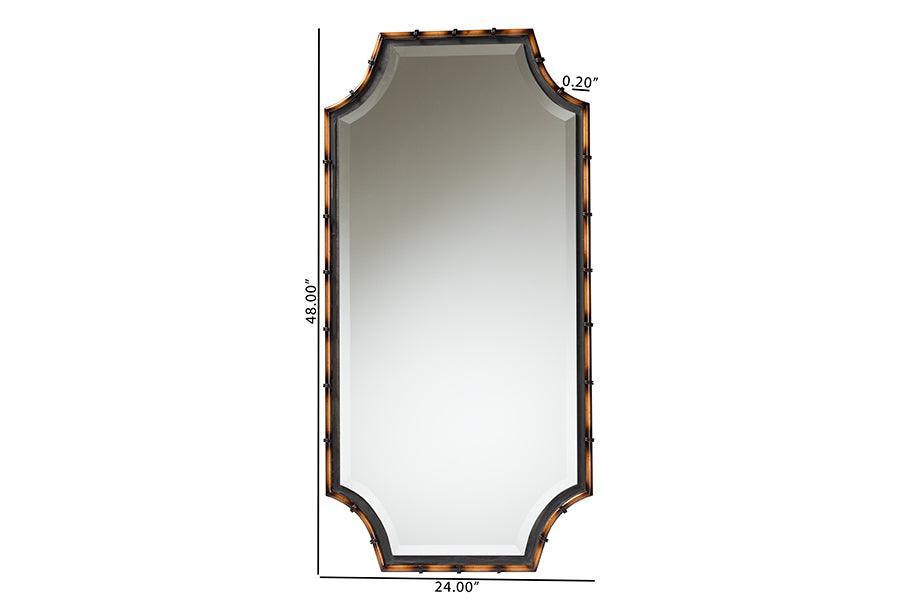 Lieven Rustic Glam and Luxe Two-Tone Light Brown and Black Finished Metal Accent Wall Mirror FredCo