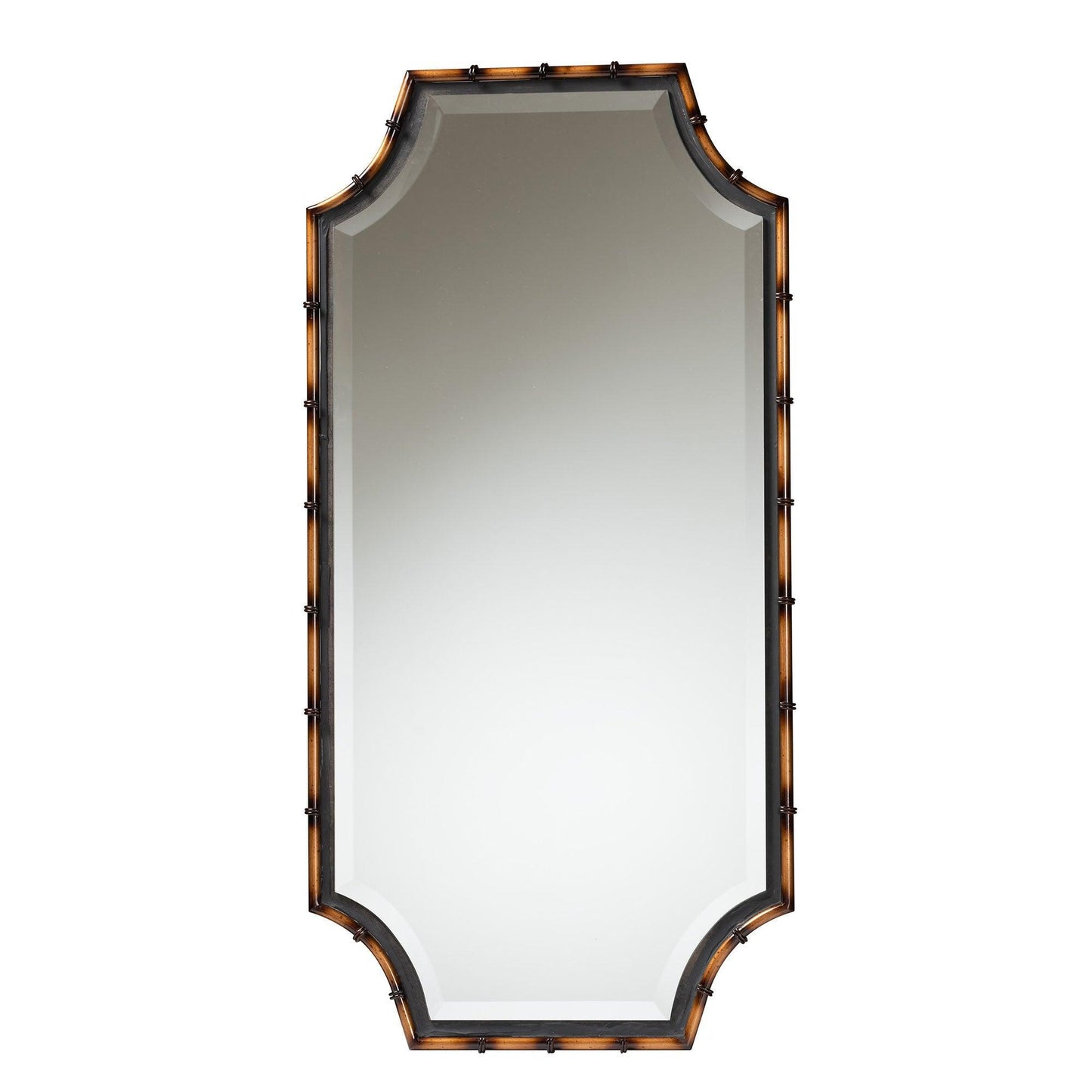 Lieven Rustic Glam and Luxe Two-Tone Light Brown and Black Finished Metal Accent Wall Mirror FredCo
