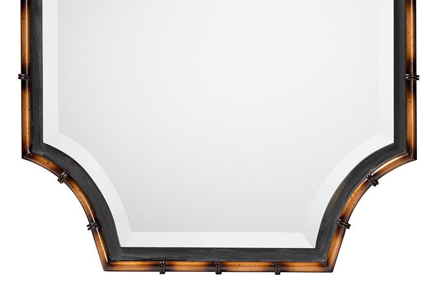 Lieven Rustic Glam and Luxe Two-Tone Light Brown and Black Finished Metal Accent Wall Mirror FredCo