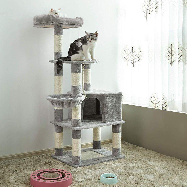 Light Grey Cat Tree 58" High FredCo