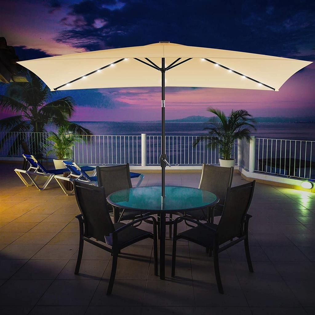 Lighted Outdoor Umbrella Beige FredCo