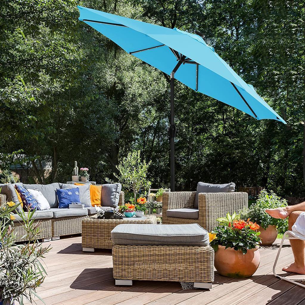 Lighted Outdoor Umbrella, Lake Blue with Leds FredCo