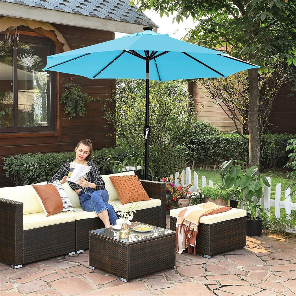 Lighted Outdoor Umbrella, Lake Blue with Leds FredCo