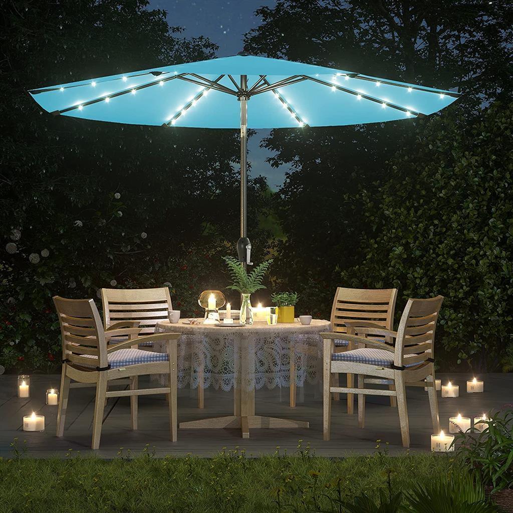 Lighted Outdoor Umbrella, Lake Blue with Leds FredCo