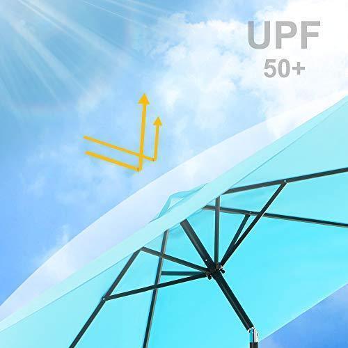 Lighted Rectangular Outdoor Umbrella Lake Blue Solar FredCo