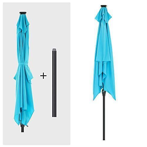 Lighted Rectangular Outdoor Umbrella Lake Blue Solar FredCo