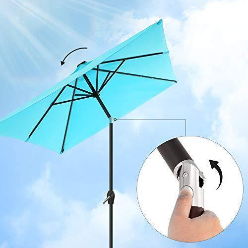 Lighted Rectangular Outdoor Umbrella Lake Blue Solar FredCo