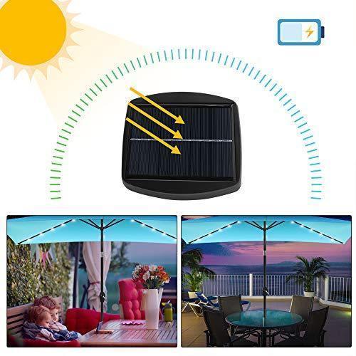 Lighted Rectangular Outdoor Umbrella Lake Blue Solar FredCo