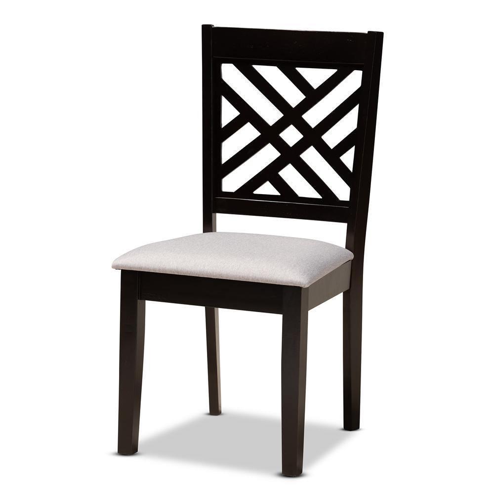 Lilly Modern and Contemporary Grey Fabric Upholstered and Dark Brown Finished Wood 5-Piece Dining Set FredCo