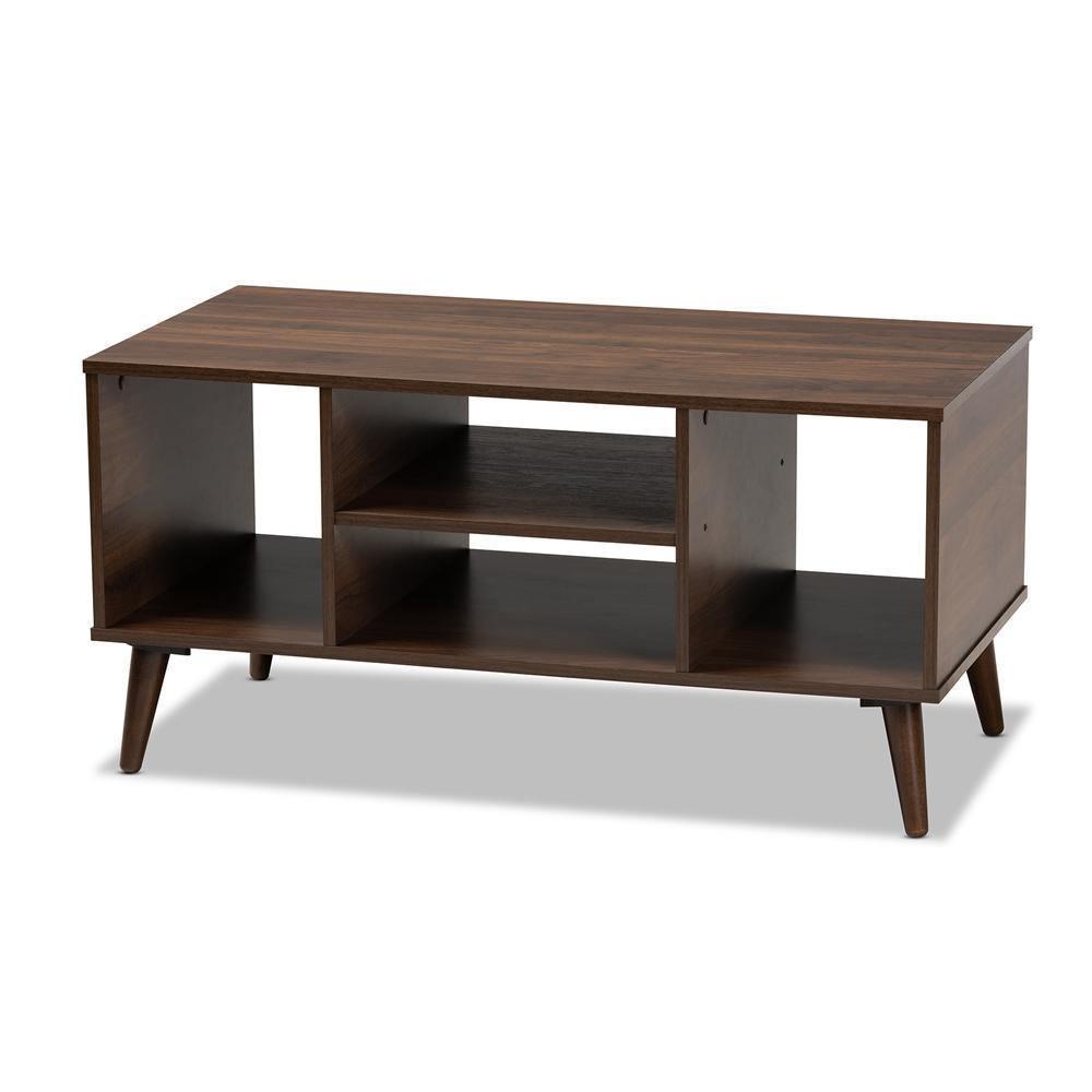 Linas Mid-Century Modern Walnut Finished Coffee Table FredCo