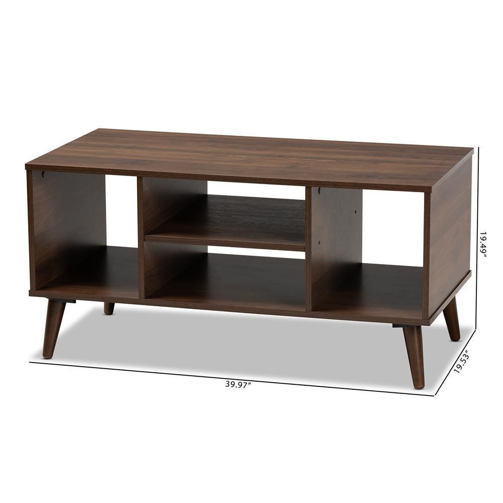 Linas Mid-Century Modern Walnut Finished Coffee Table FredCo
