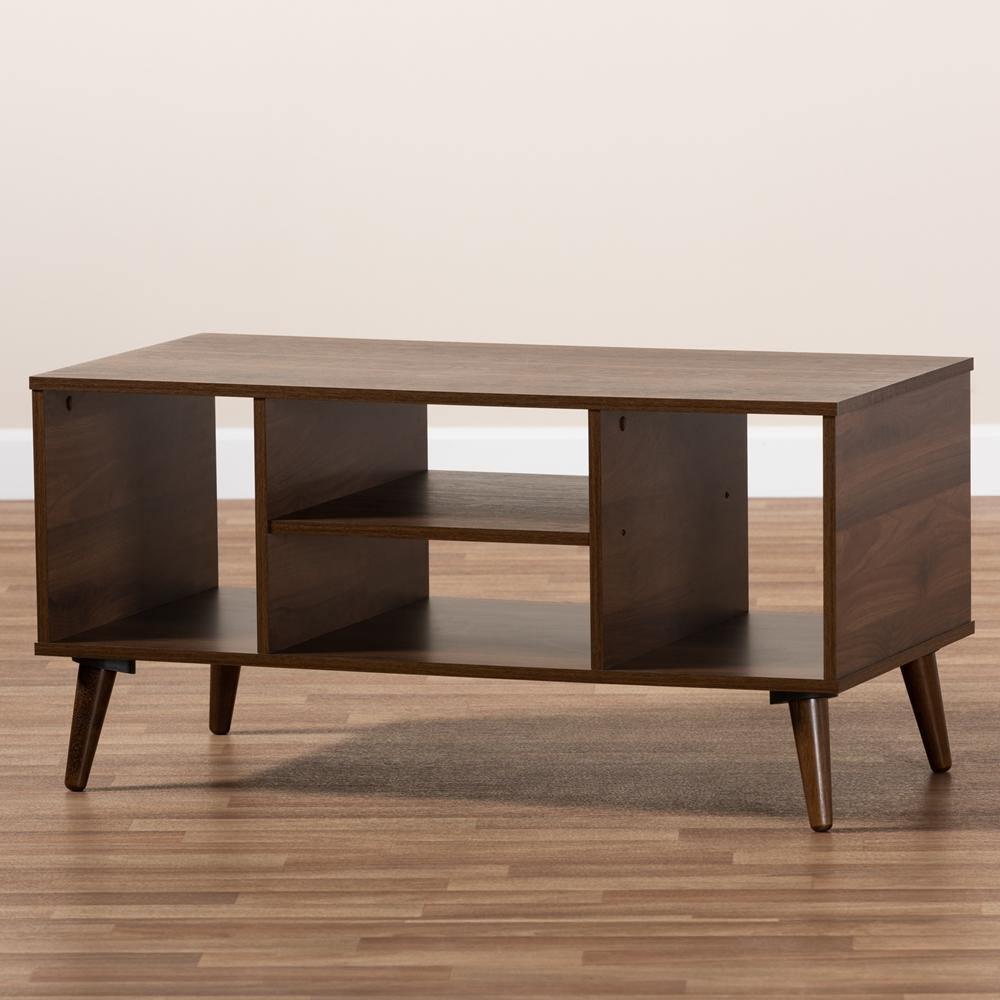 Linas Mid-Century Modern Walnut Finished Coffee Table FredCo