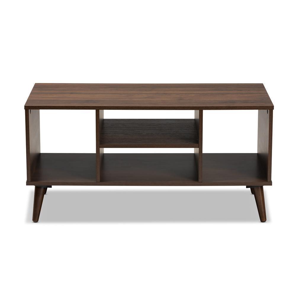 Linas Mid-Century Modern Walnut Finished Coffee Table FredCo