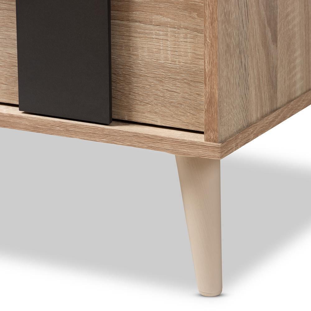 Lisen Mid-Century Modern Light Oak and Grey 5-Drawer Chest FredCo