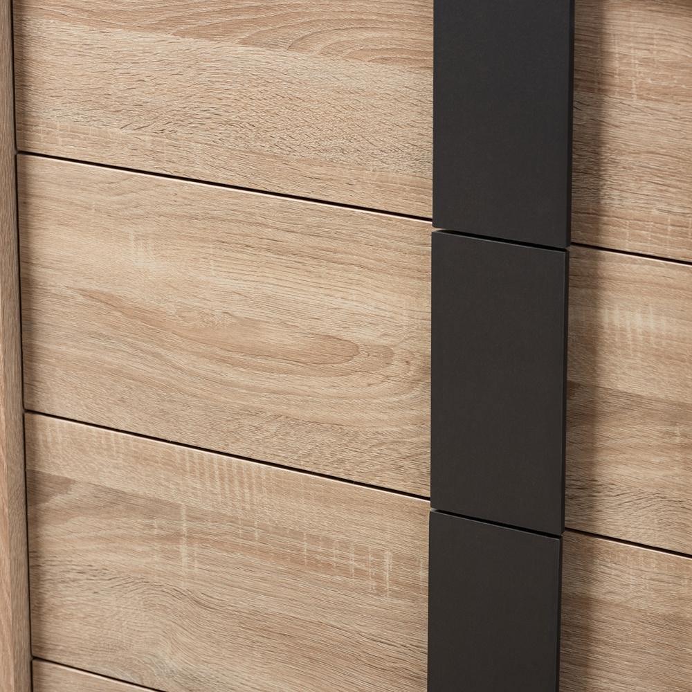 Lisen Mid-Century Modern Light Oak and Grey 5-Drawer Chest FredCo