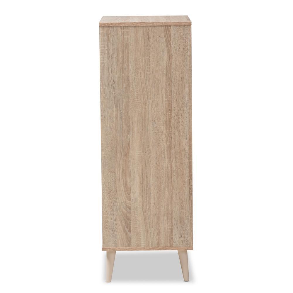 Lisen Mid-Century Modern Light Oak and Grey 5-Drawer Chest FredCo