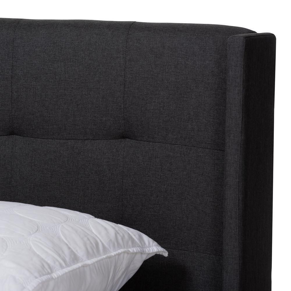 Lisette Modern and Contemporary Charcoal Grey Fabric Upholstered Full Size Bed FredCo