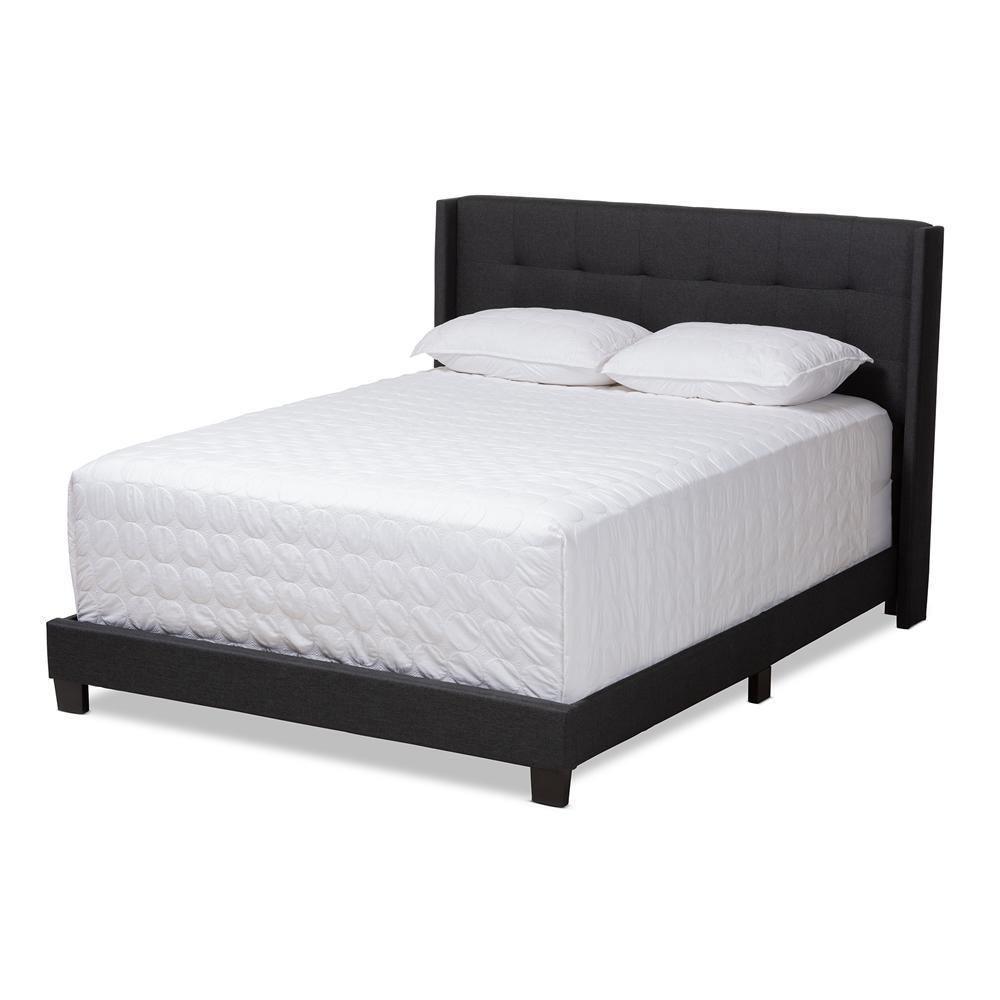 Lisette Modern and Contemporary Charcoal Grey Fabric Upholstered Full Size Bed FredCo