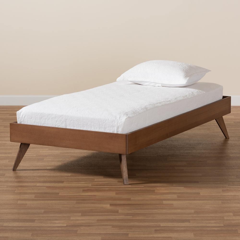 Lissette Mid-Century Modern Ash Walnut Finished Wood Twin Size Platform Bed Frame FredCo