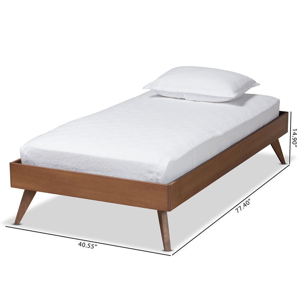 Lissette Mid-Century Modern Ash Walnut Finished Wood Twin Size Platform Bed Frame FredCo