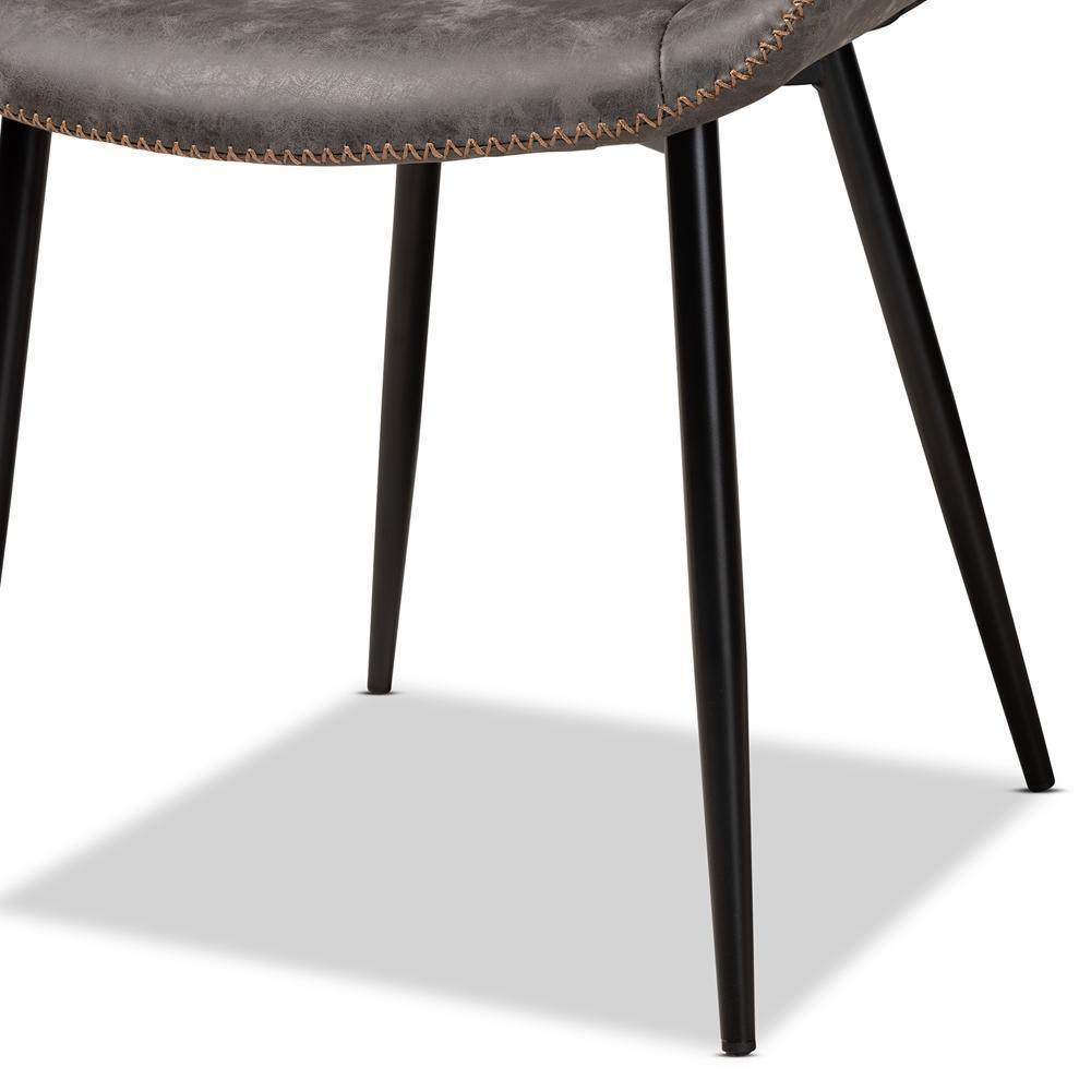 Loire Modern and Contemporary Grey and Brown Faux Leather Upholstered Black Finished 2-Piece Dining Chair Set FredCo