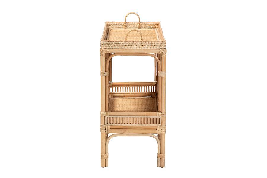 Lombok Modern Bohemian Natural Brown Rattan Console Table FredCo
