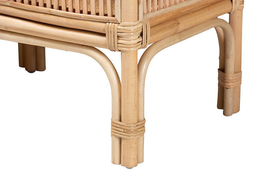 Lombok Modern Bohemian Natural Brown Rattan Console Table FredCo