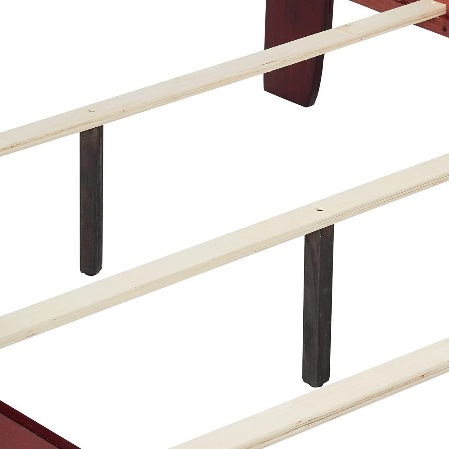 Louis Philippe Queen Sleigh Panel Bed Red Brown FredCo