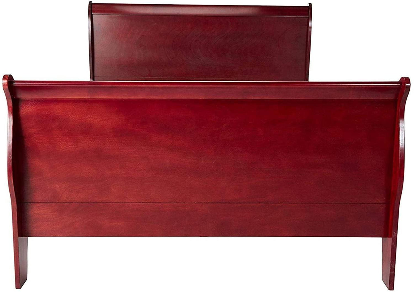 Louis Philippe Queen Sleigh Panel Bed Red Brown FredCo