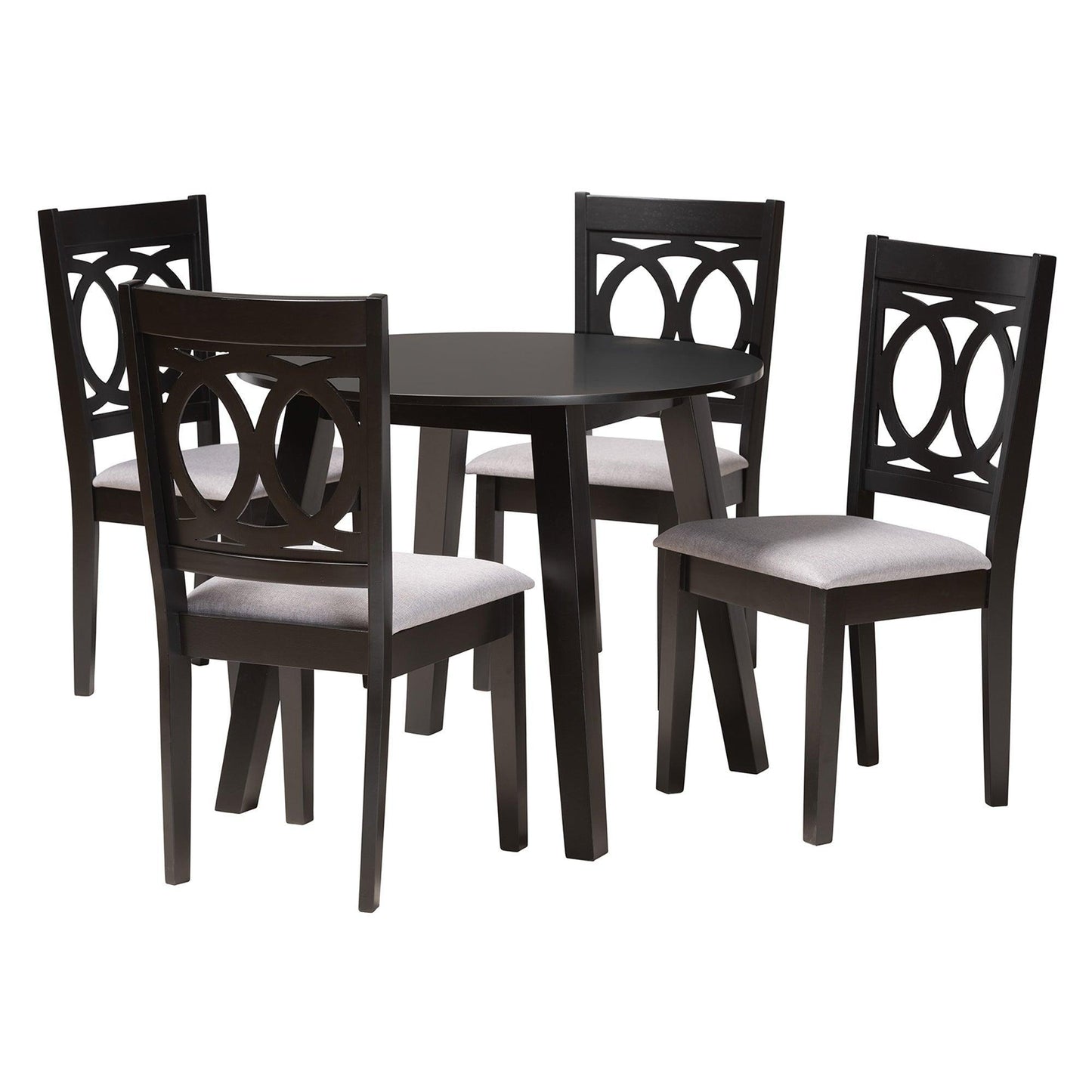 Louisa Modern Grey Fabric and Dark Brown Finished Wood 5-Piece Dining Set FredCo