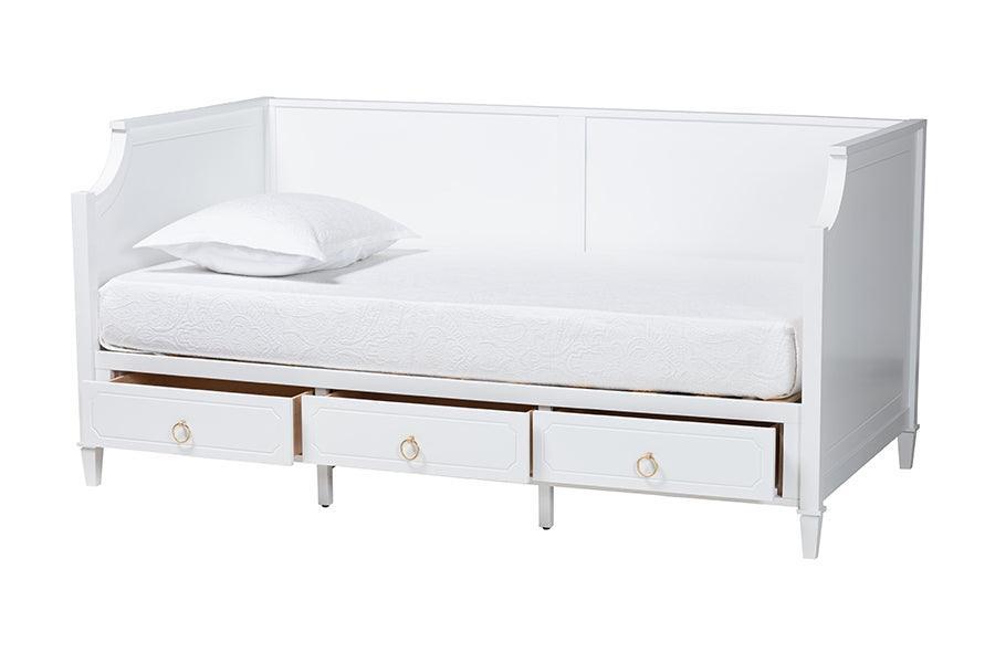 Lowri Classic and Traditional White Finished Wood Twin Size 3-Drawer Daybed FredCo