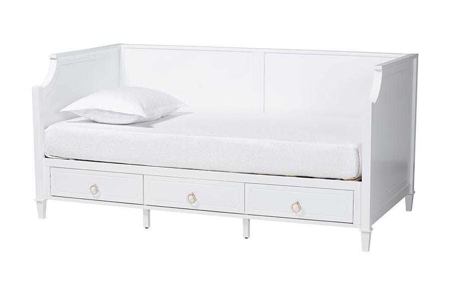 Lowri Classic and Traditional White Finished Wood Twin Size 3-Drawer Daybed FredCo