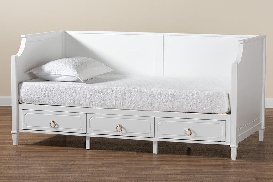Lowri Classic and Traditional White Finished Wood Twin Size 3-Drawer Daybed FredCo