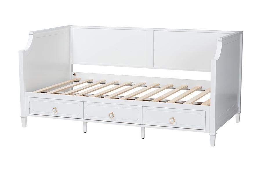 Lowri Classic and Traditional White Finished Wood Twin Size 3-Drawer Daybed FredCo