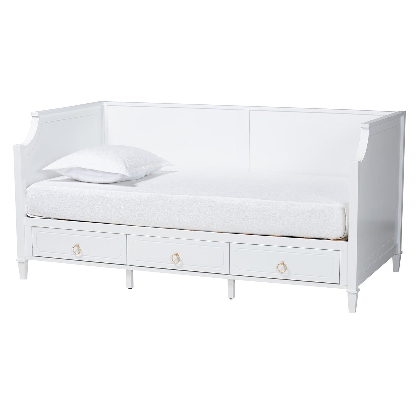 Lowri Classic and Traditional White Finished Wood Twin Size 3-Drawer Daybed FredCo