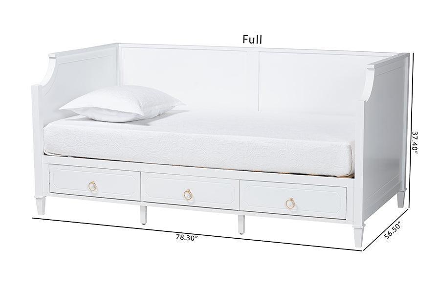 Lowri Classic and Traditional White Finished Wood Twin Size 3-Drawer Daybed FredCo