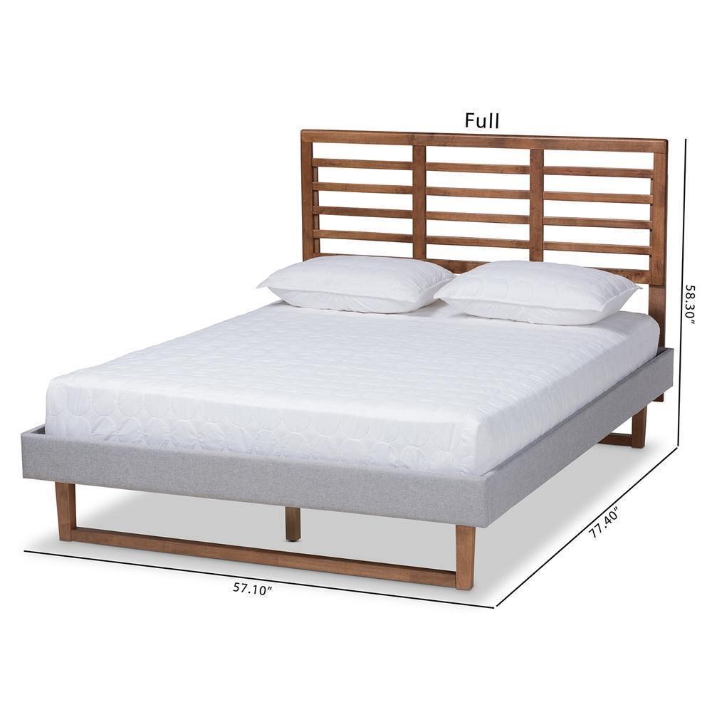 Luciana Modern and Contemporary Light Grey Fabric Upholstered and Ash Walnut Brown Finished Wood King Size Platform Bed FredCo