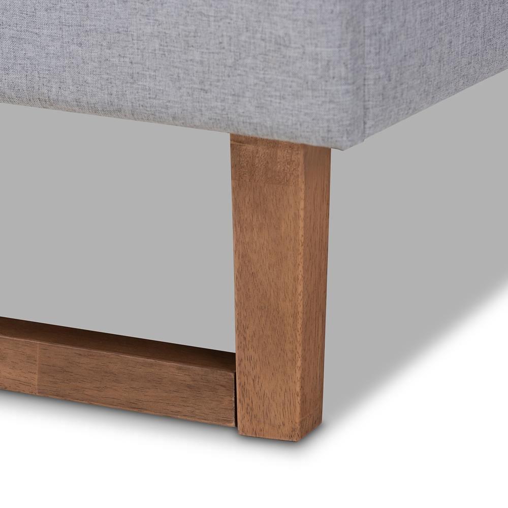 Luciana Modern and Contemporary Light Grey Fabric Upholstered and Ash Walnut Brown Finished Wood King Size Platform Bed FredCo