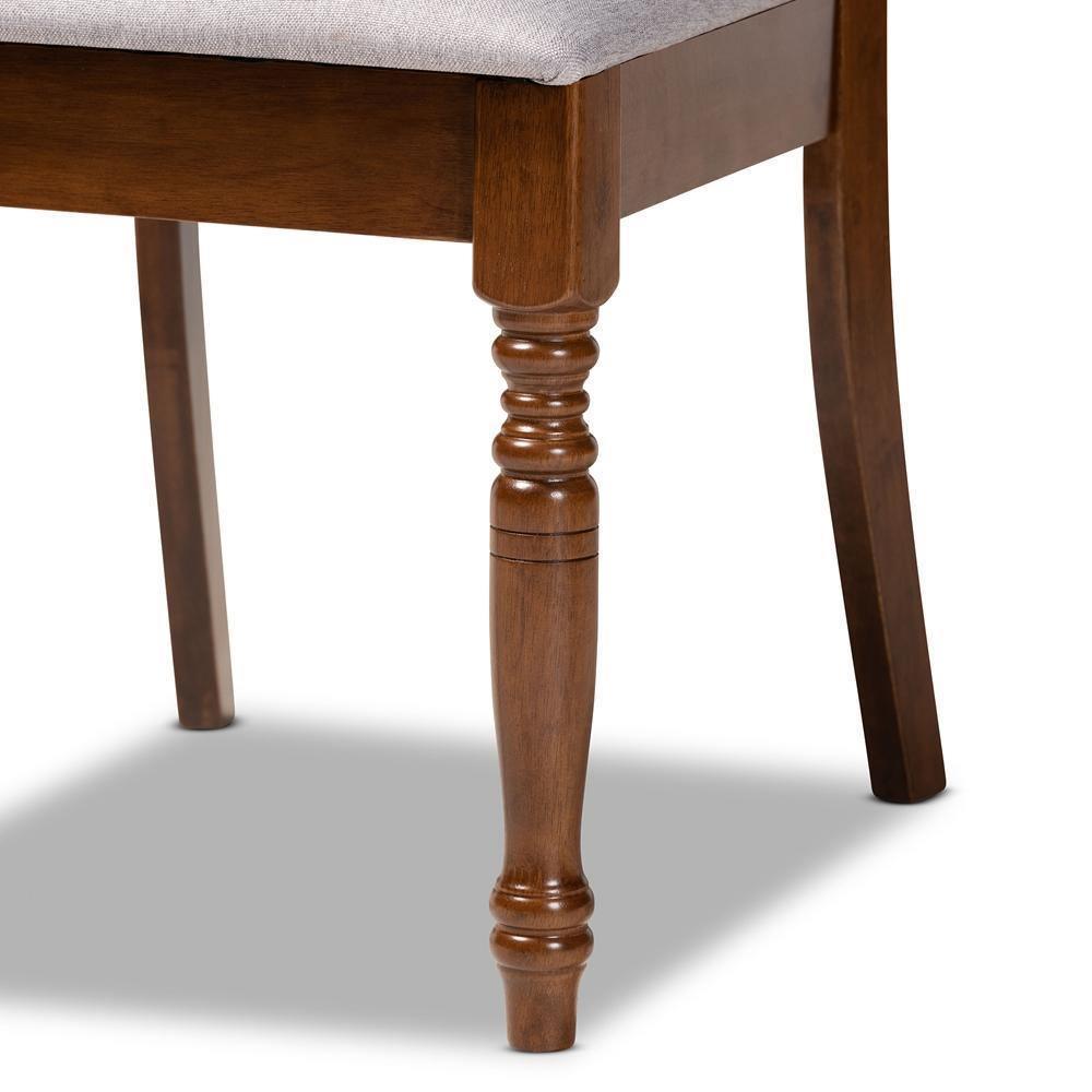 Lucie Modern and Contemporary Grey Fabric Upholstered and Walnut Brown Finished Wood 4-Piece Dining Chair Set FredCo