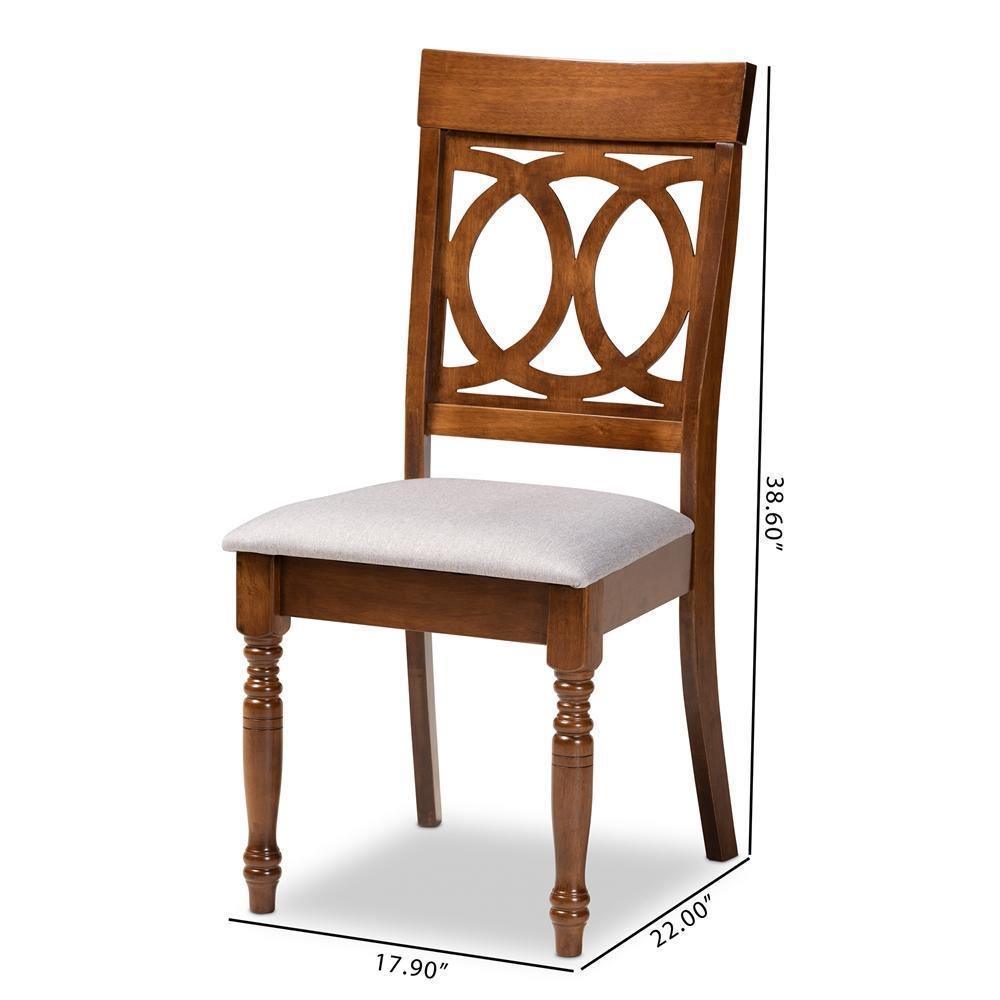 Lucie Modern and Contemporary Grey Fabric Upholstered and Walnut Brown Finished Wood 4-Piece Dining Chair Set FredCo
