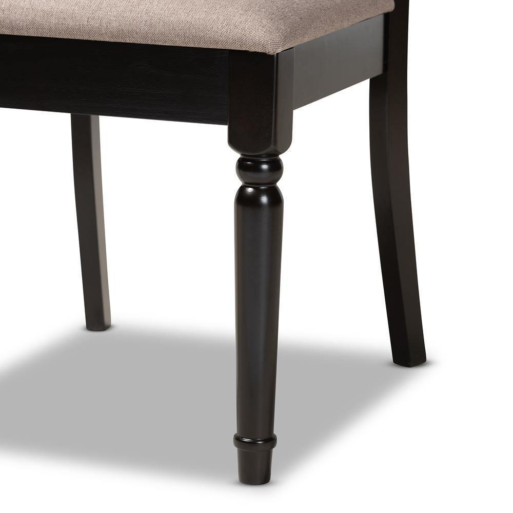 Lucie Modern and Contemporary Sand Fabric Upholstered and Espresso Brown Finished Wood 2-Piece Dining Chair Set Set FredCo
