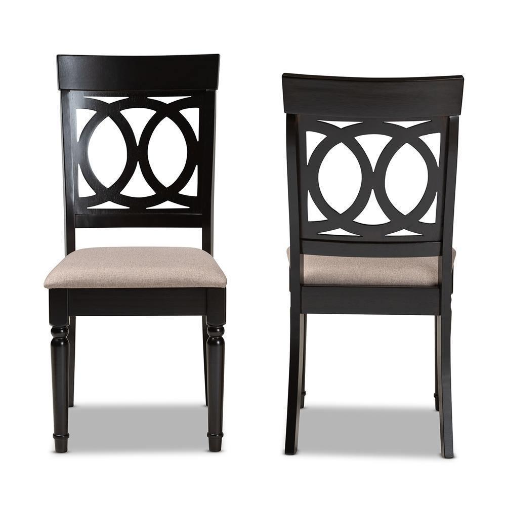 Lucie Modern and Contemporary Sand Fabric Upholstered and Espresso Brown Finished Wood 2-Piece Dining Chair Set Set FredCo