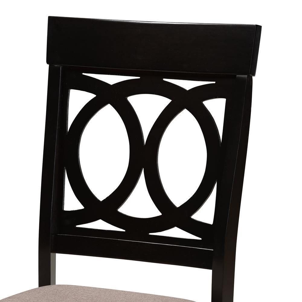 Lucie Modern and Contemporary Sand Fabric Upholstered and Espresso Brown Finished Wood 2-Piece Dining Chair Set Set FredCo