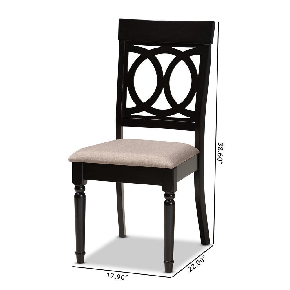 Lucie Modern and Contemporary Sand Fabric Upholstered and Espresso Brown Finished Wood 2-Piece Dining Chair Set Set FredCo