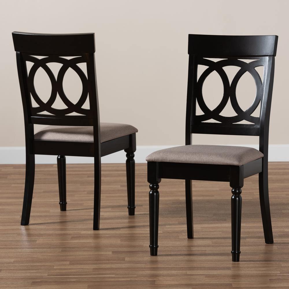 Lucie Modern and Contemporary Sand Fabric Upholstered and Espresso Brown Finished Wood 2-Piece Dining Chair Set Set FredCo